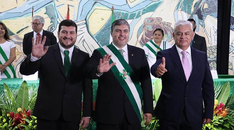El presidente del Comité Cívico Cruceño, Fernando Larach, durante su posesión. COMITE PRO SANTA CRUZ | Comité Cívico Pro Santa Cruz